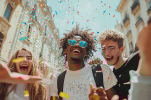 Happy multiracial young people celebrating party together outside_1314183849-min