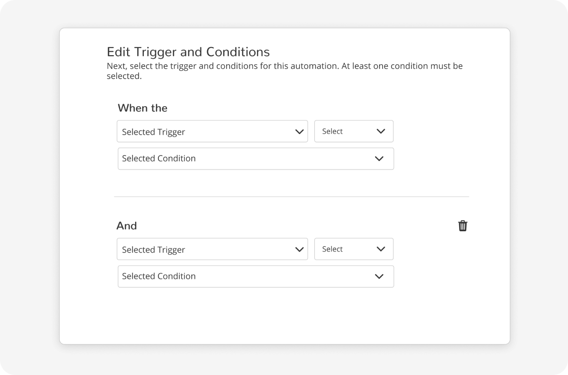 Triggers & Conditions Mockup