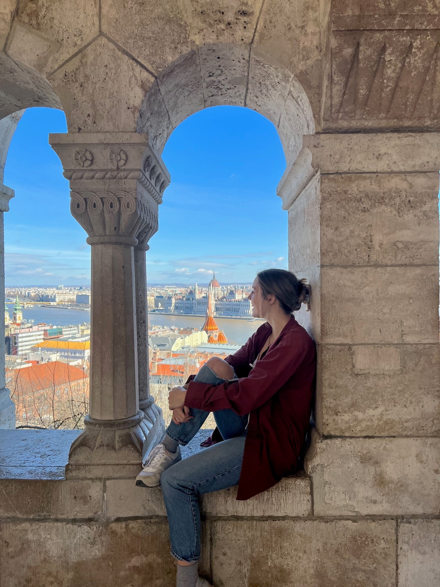 Oglethorpe Student Studying Abroad in Budapest Overlooking the Landscape (2023)